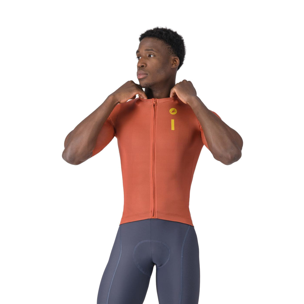 CASTELLI DRITTONE LOGO Kurzarm-Radtrikot in Paprikarot
