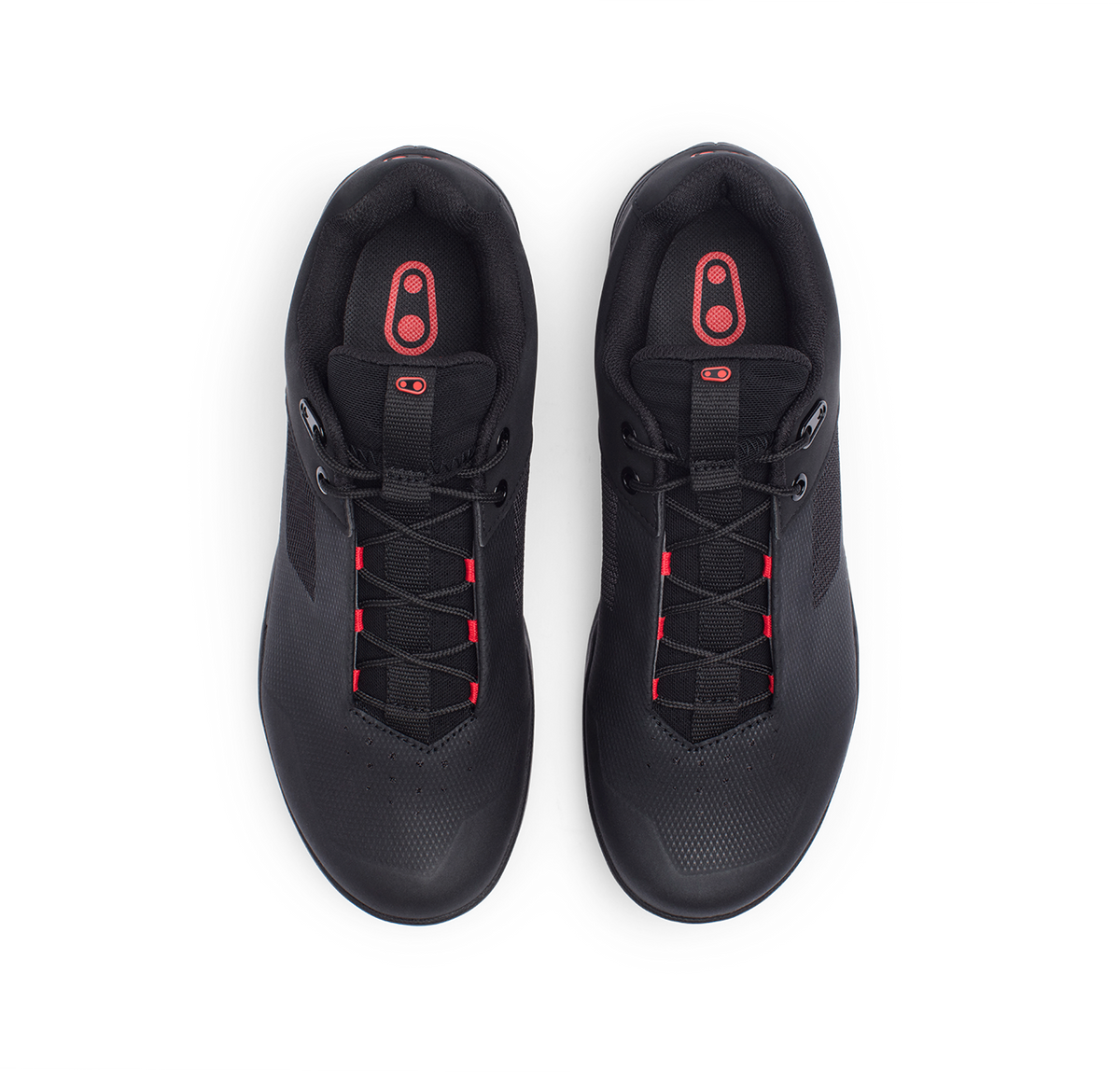 CRANKBROTHERS MALLET LACE CLIP-IN MTB-Schuhe in Schwarz/Rot — Ansicht von oben