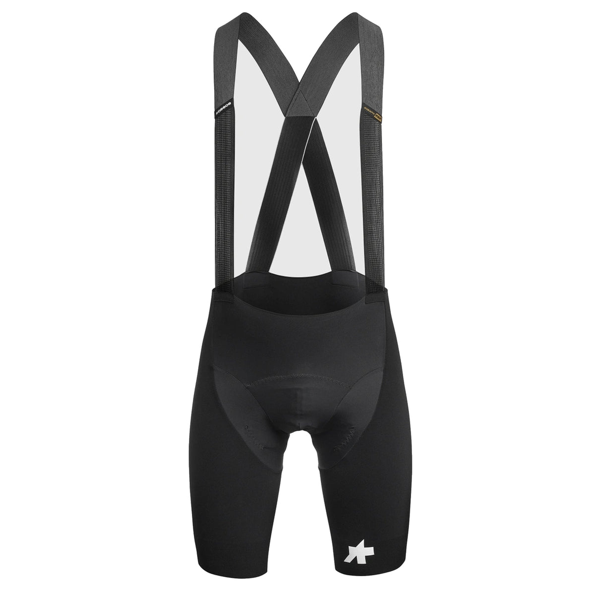 Kurze Trägerhose ASSOS EQUIPE RSR BOLIDE S11 in Schwarz — weißer Hintergrund, 2000 x 2000