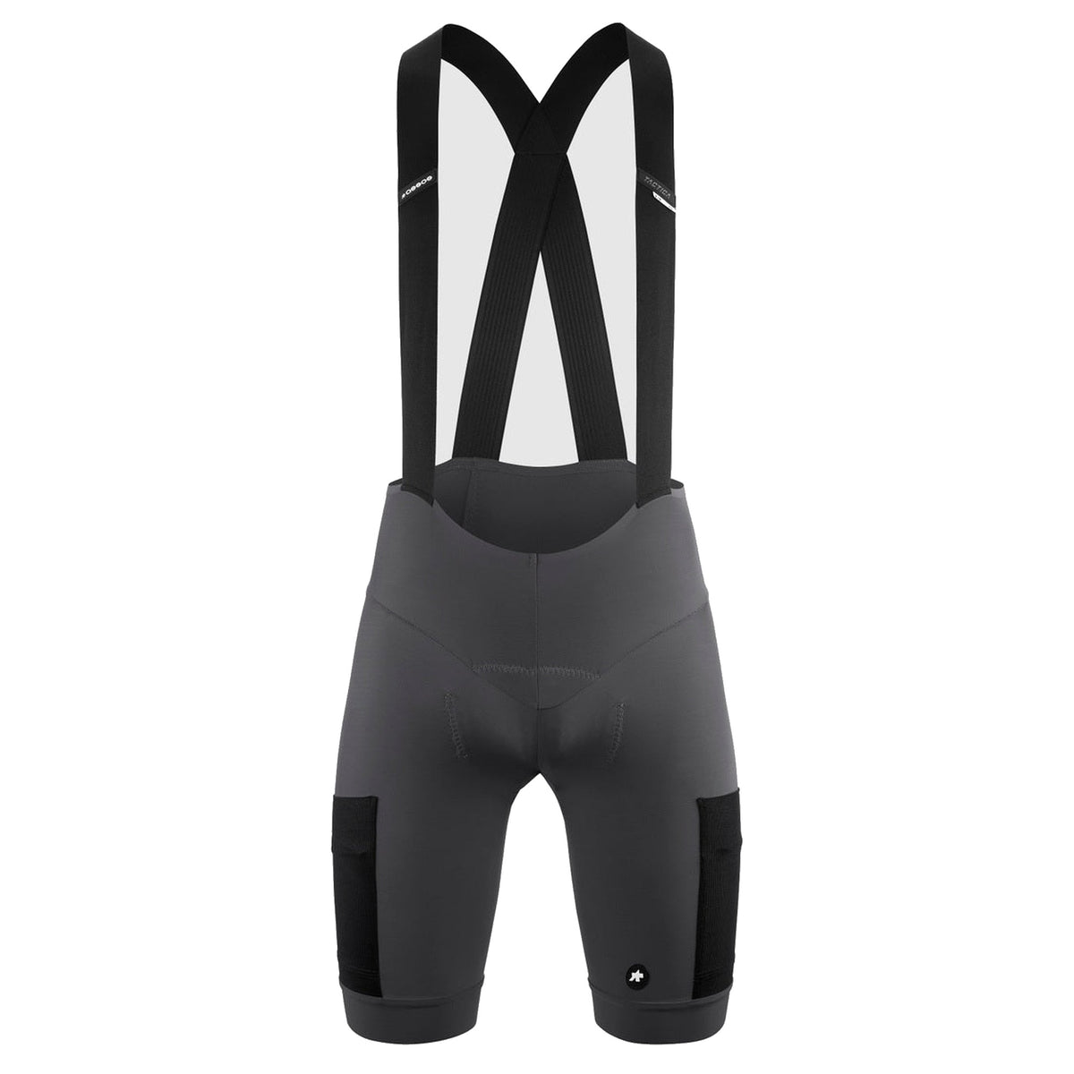 Kurze ASSOS TACTICA KIESKAFER GRAVEL T5 Trägerhose, Grau — weißer Hintergrund, 2000 x 2000