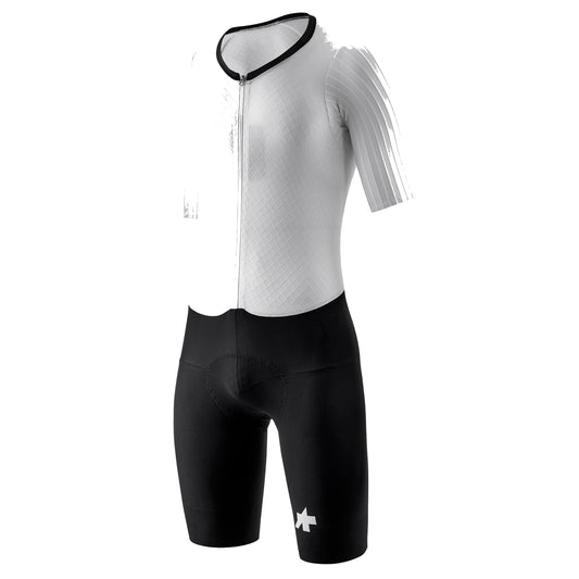 ASSOS EQUIPE RS RAPIDFIRE S11 Radsport-Einteiler, Weiß/Schwarz — weißer Hintergrund, 2000 x 2000