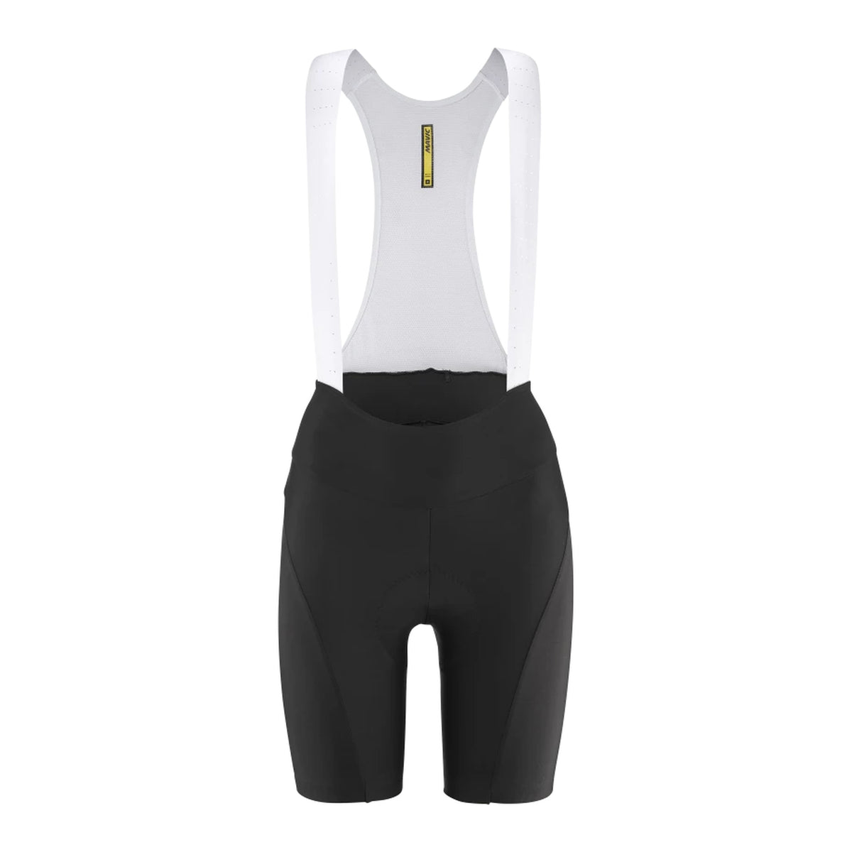 Kurze Damen-Trägerhose MAVIC AKSIUM in Schwarz — weißer Hintergrund, 2000 x 2000