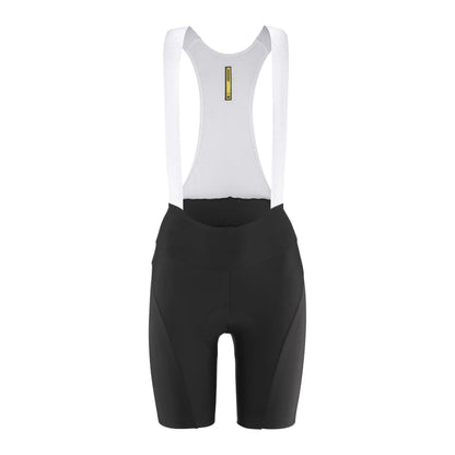 Kurze Damen-Trägerhose MAVIC AKSIUM in Schwarz — weißer Hintergrund, 2000 x 2000