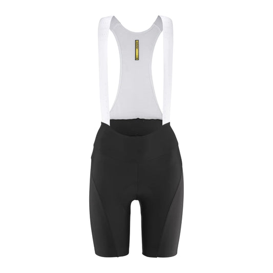 Kurze Damen-Trägerhose MAVIC AKSIUM in Schwarz — weißer Hintergrund, 2000 x 2000