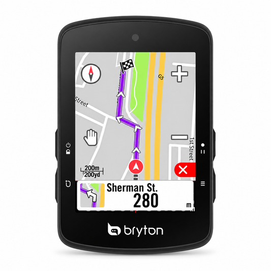 BRYTON RIDER S510E GPS-Fahrradcomputer — Vorderansicht auf weißem Hintergrund