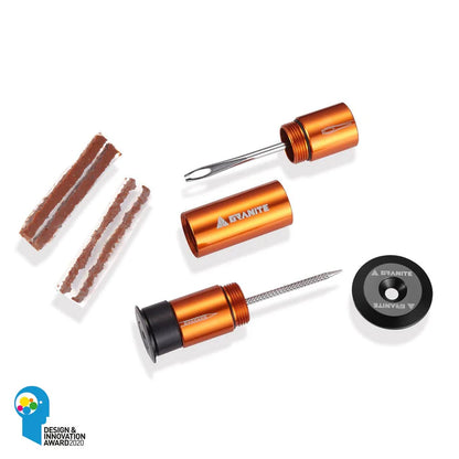 In den Lenker integriertes Tubeless-Reparaturset GRANITE DESIGN CNC + 4 Orange Dochte