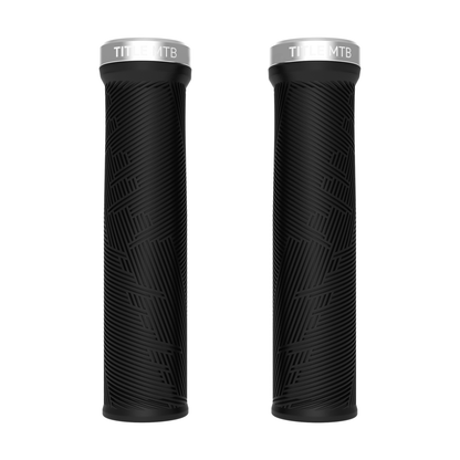 Grips Title MTB FORM Lock-On XL Schwarz mit Chromklemme - Paar Vorderansicht