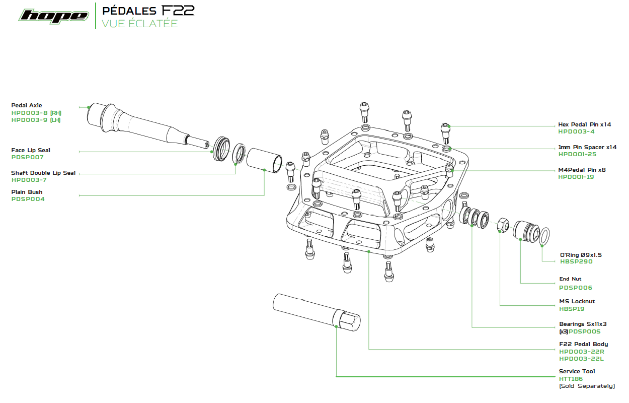 Pedale flach HOPE F22 Rot