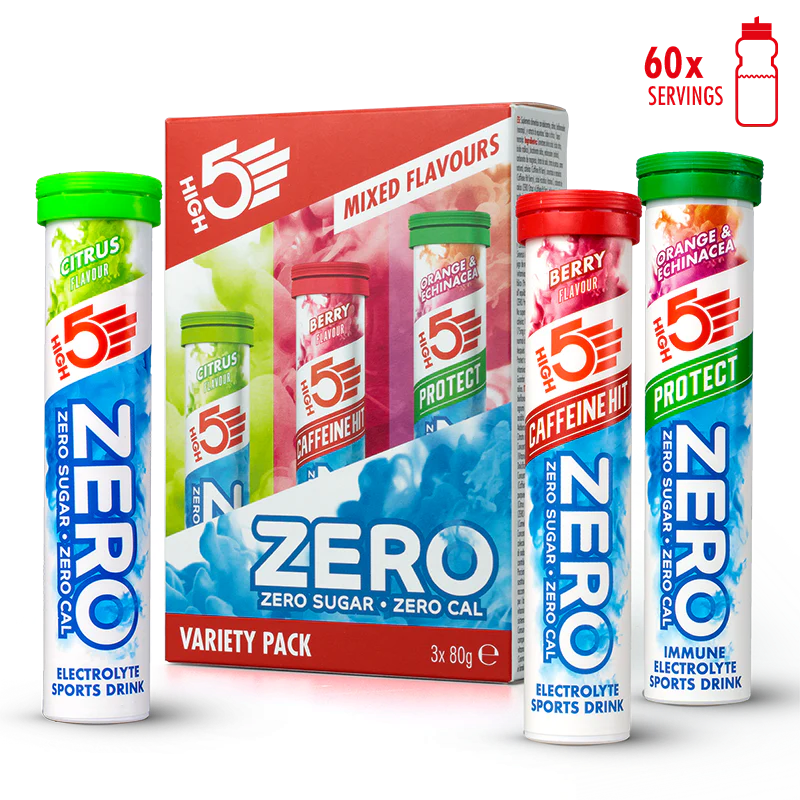 Pack 3x20 Pastillen HIGH5 ZERO VARIETY PACK Fruits Red Caffeine/Zitrone/Orange