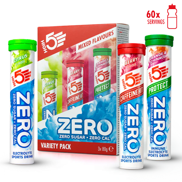Pack 3x20 Pastillen HIGH5 ZERO VARIETY PACK Fruits Red Caffeine/Zitrone/Orange