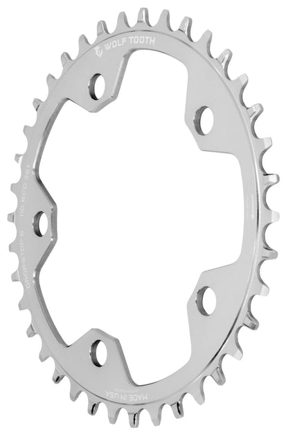 Single-Kettenblatt WOLF TOOTH DROP-STOP B GRAVEL/CX 110mm Raw Silver