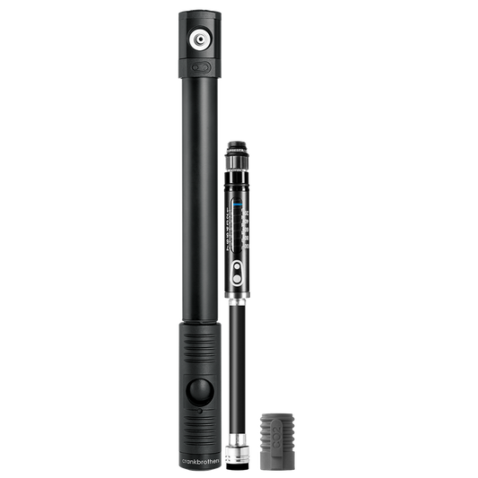 CRANKBROTHERS KLIC HP Handpumpe mit Manometer + CO2-Aufsatz Midnight Edition