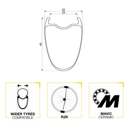 Vorderrad MAVIC COSMIC ULTIMATE 45 DISC Tubeless Ready (Center Lock)