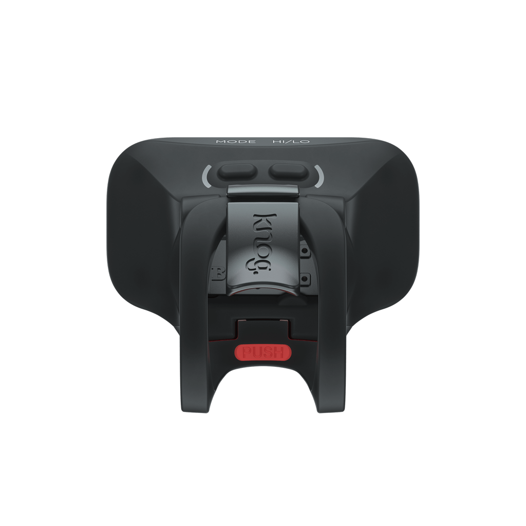 KNOG BLINDER ROAD 400 Frontleuchte — USB-Anschluss und Halterung
