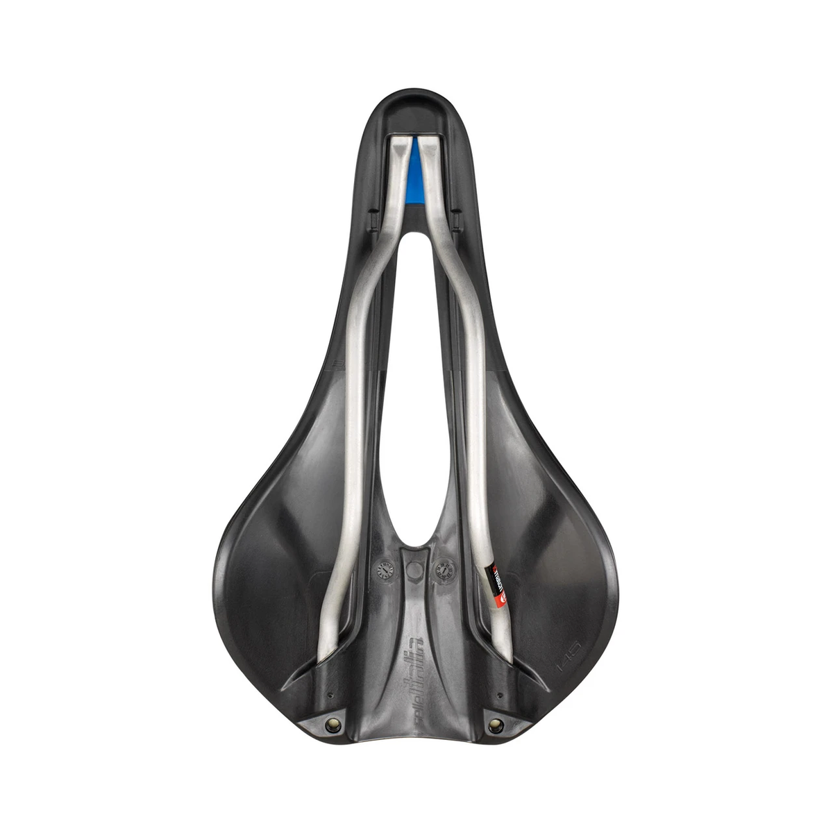 Fahrradsattel SELLE ITALIA NOVUS EVO BOOST SUPERFLOW L mit Ti316-Gestell, Schwarz/Grau — Ansicht von unten