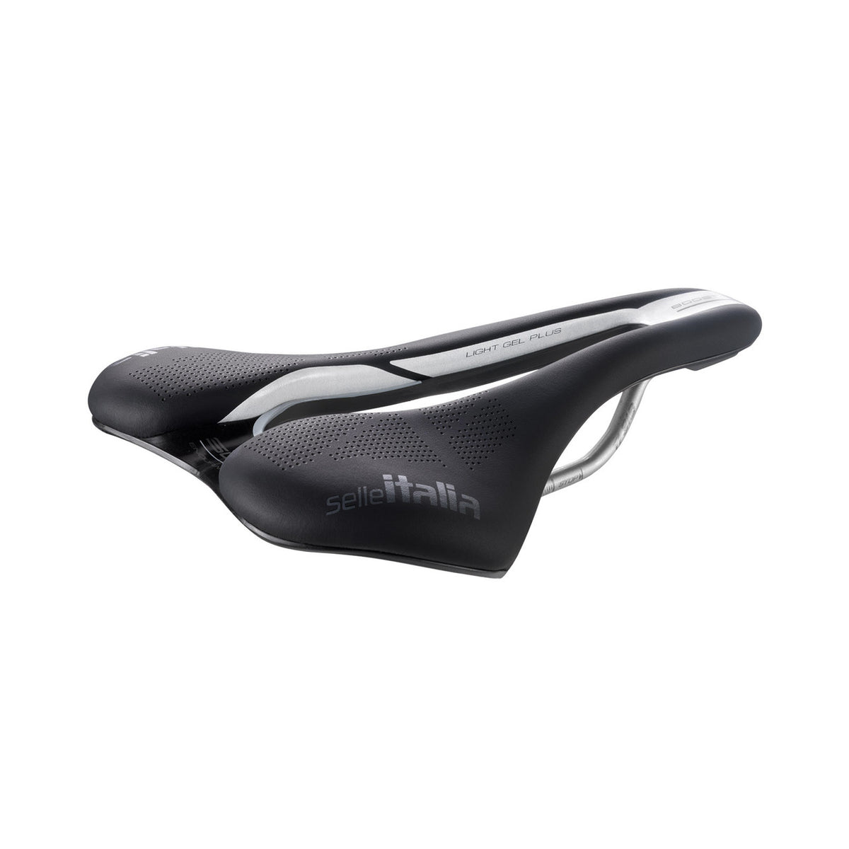 Sattel SELLE ITALIA SLR BOOST ENDURANCE SUPERFLOW L mit Ti316-Sattelstreben, Schwarz — Dreiviertelansicht