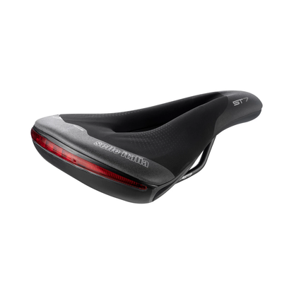 Sattel SELLE ITALIA ST 7 VISION SUPERFLOW L mit Fec-Sattelstreben, Schwarz/Grau — Dreiviertelansicht