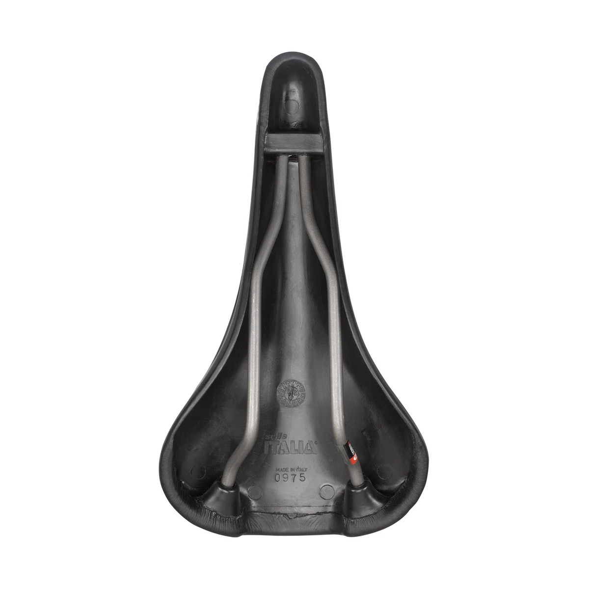 Fahrradsattel SELLE ITALIA TURBO BONNIE mit Mangan-Gestell, Schwarz — Ansicht von unten