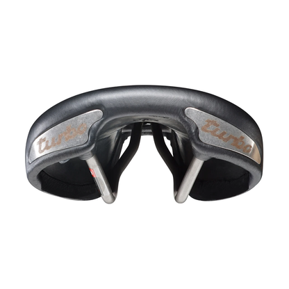 Fahrradsattel SELLE ITALIA TURBO BONNIE mit Mangan-Gestell, Schwarz — Rückansicht
