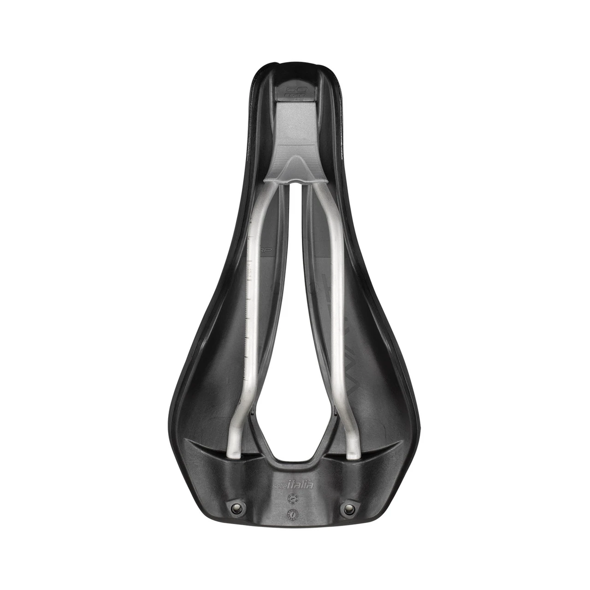 SELLE ITALIA WATT GEL SUPERFLOW Sattel mit Ti316-Streben — Unteransicht und Ti316-Streben