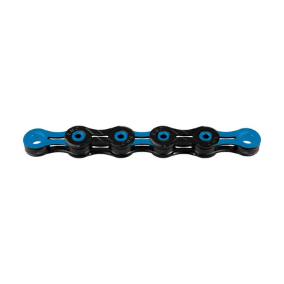 KMC 10-fach-Kette DLC10 Schwarz/Blau — Produktfoto auf weißem Hintergrund