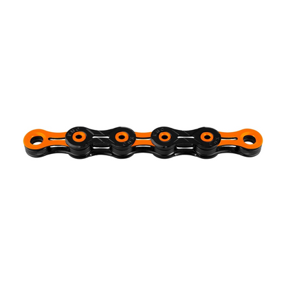KMC 11-fach-Kette DLC11 Schwarz/Orange — Produktfoto auf weißem Hintergrund