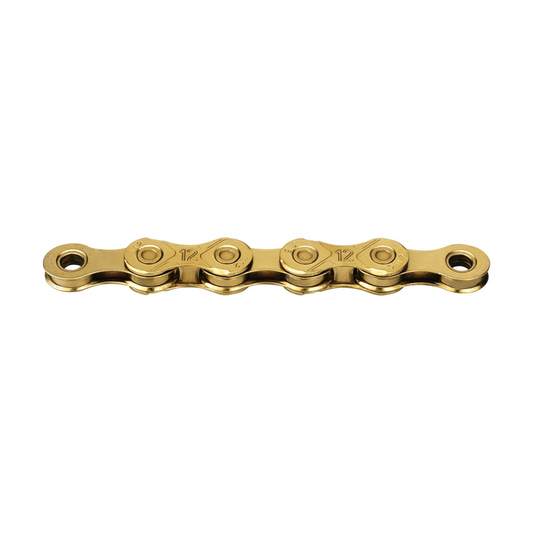 KMC X12 12-fach-Kette Waxed Ti-N Gold — Produktfoto auf weißem Hintergrund
