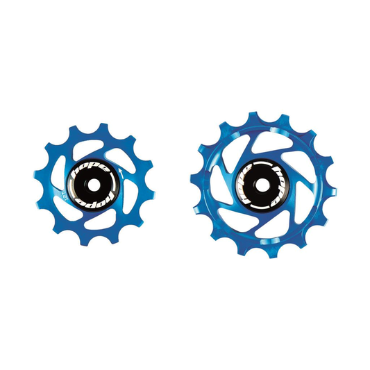 12-fach-Schaltröllchen HOPE für Sram, 12/14 Zähne, Blau — Teil vor weißem Hintergrund