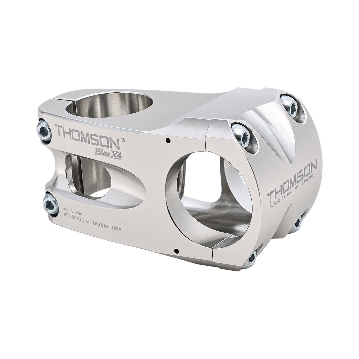 THOMSON ELITE X4 Vorbau 0° Silber — Hauptansicht auf weißem Hintergrund