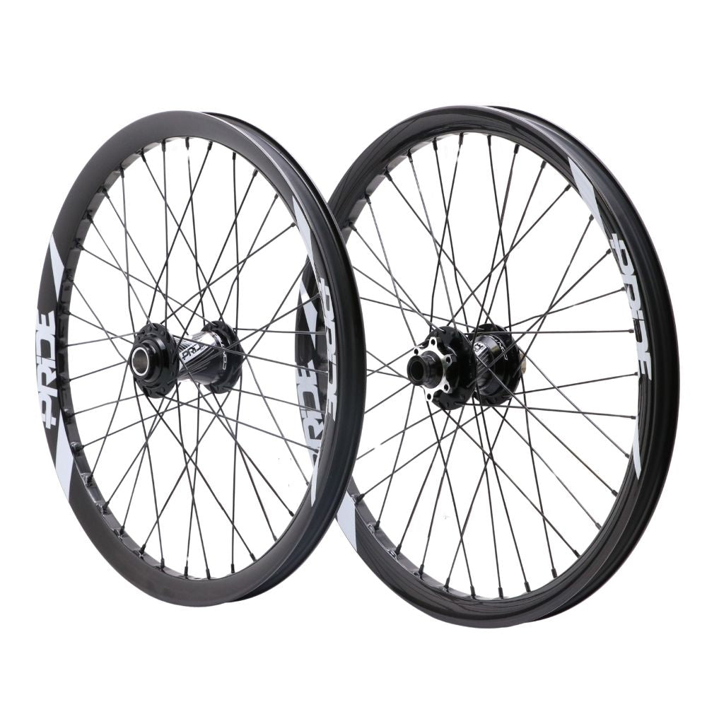 Laufradpaar PRIDE 20" (406mm) Carbon Wave Gloss White Control V2 Disc Achsen 20/15mm Schwarz/Weiß