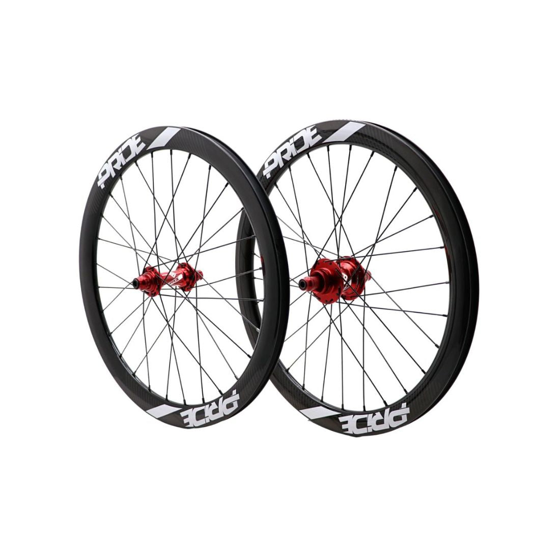 Laufradsatz PRIDE 20" (451mm) Carbon Gravity Gloss Disc Pride Control V1 Achsen 10/10mm Rot