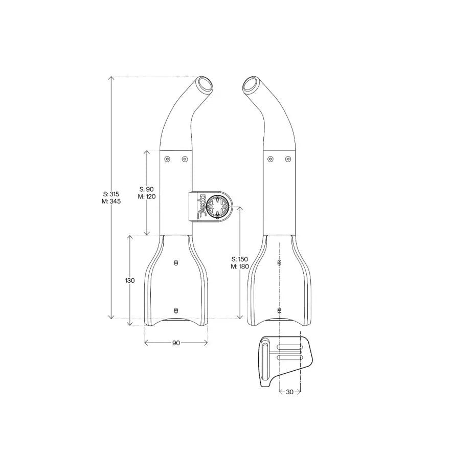 Kleiderbügelverlängerungen DEDA JET2 HYDRO Alu 315mm Größe S