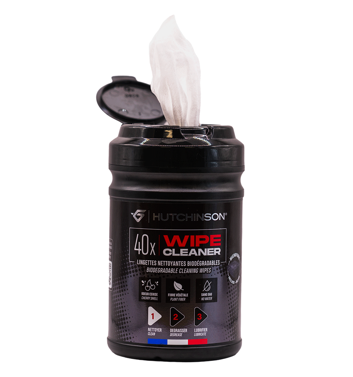 Reinigungstücher HUTCHINSON WIPE CLEANER x40 + 1 Mikrofaser Cleaner