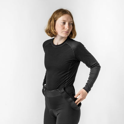 Damen-Langarm-Funktionsunterhemd GRIPGRAB MERINO BLEND THERMAL Schwarz